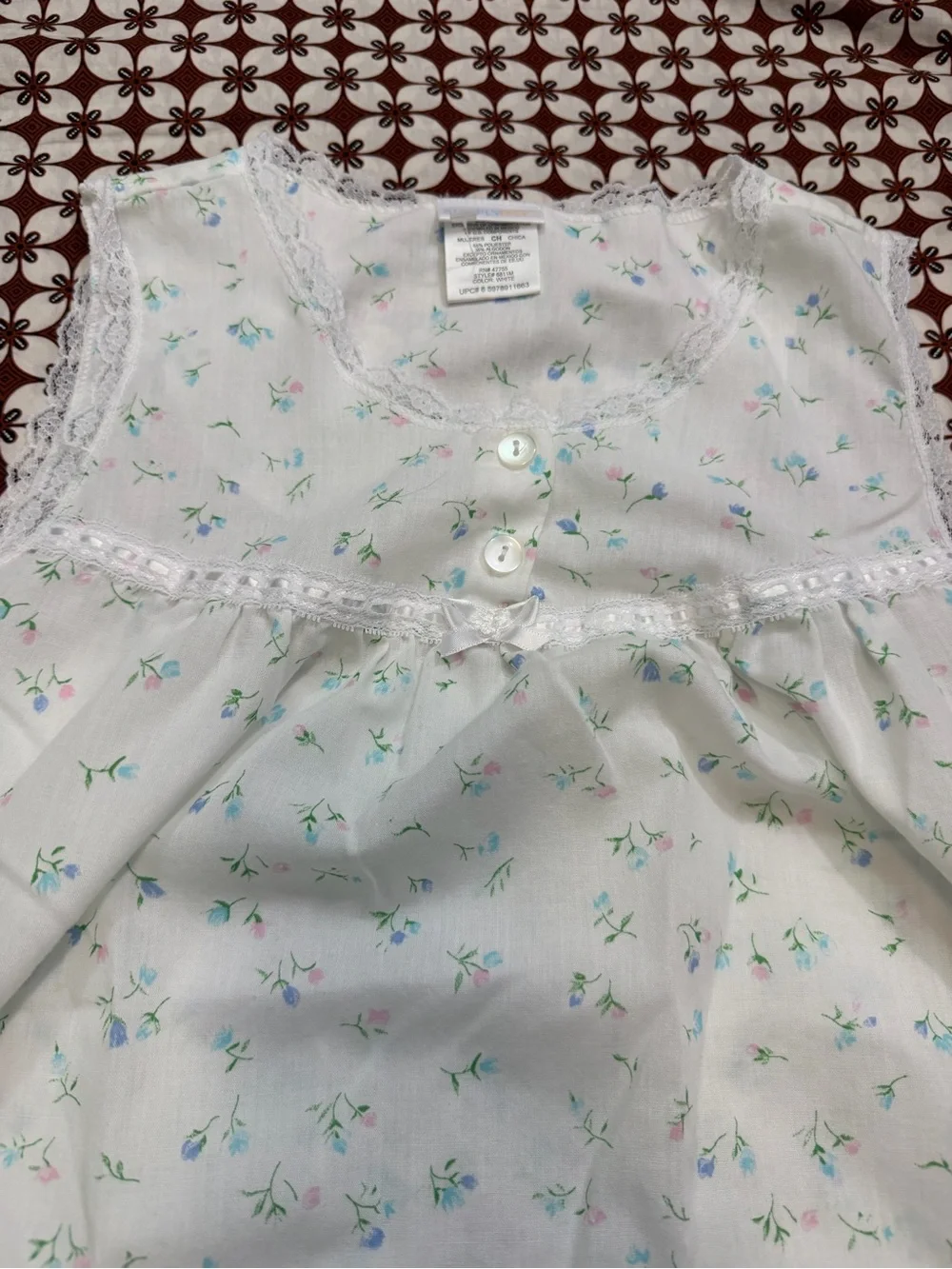 Vintage White Floral Nightgown Dress